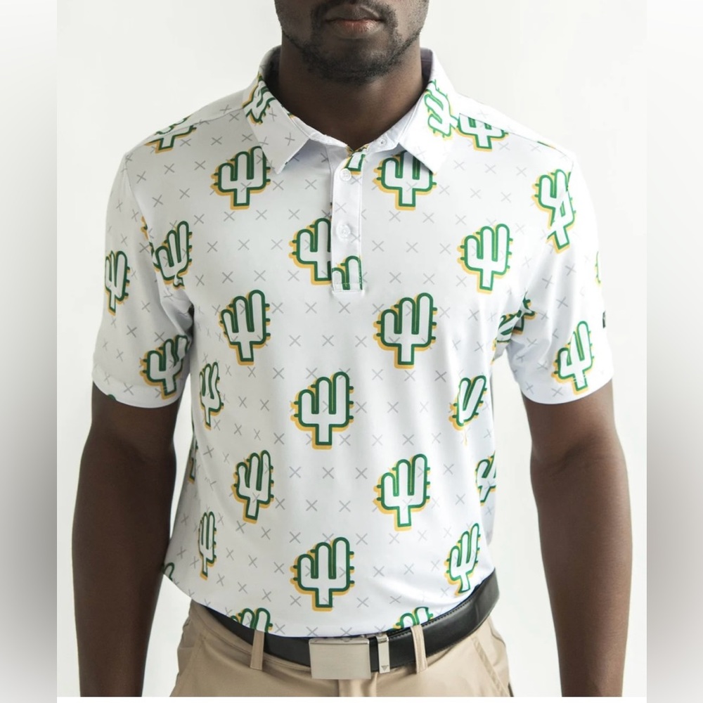 Yatta golf “the People’s Polo” limited edition NWT Men’s polo shirt White/Green